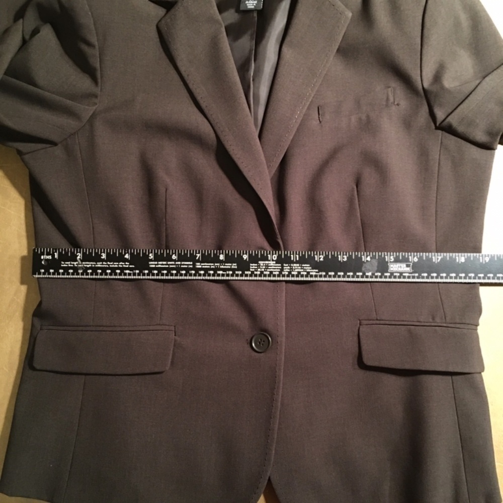 new YORK & COMPANY STRETCH Career Blazer Jacket, DARK BROWN, NWOT, Size 14 - Picture 5 of 9